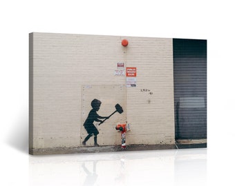 Banksy Canvas Wall Art Hammer Boy from Manhattan Graffiti Artwork Wall Decor for Living Room Home Decor