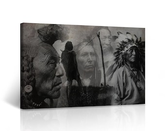Native Americans Black and White Home Decor Living Room Bedroom Office African American Canvas Wall Art Indian Art Print Home Decor