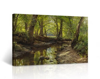 A Stream in a Forest Peder Mork Monsted Canvas Wall Art Print
