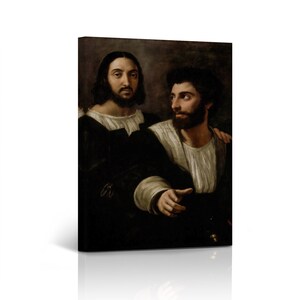 Self-portrait with a Friend by Raphael Art Famous Reproduction Canvas Wall Art Print Living Room Bedroom Office Home Decor