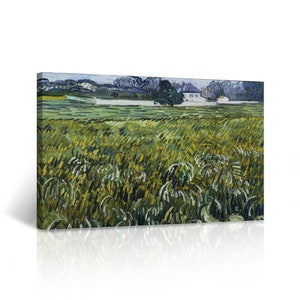 Wheat Field at Auvers with White House 1890 by Vincent Van Gogh Canvas Wall Art Print Reproduction Artwork Living Room Bedroom Home Decor