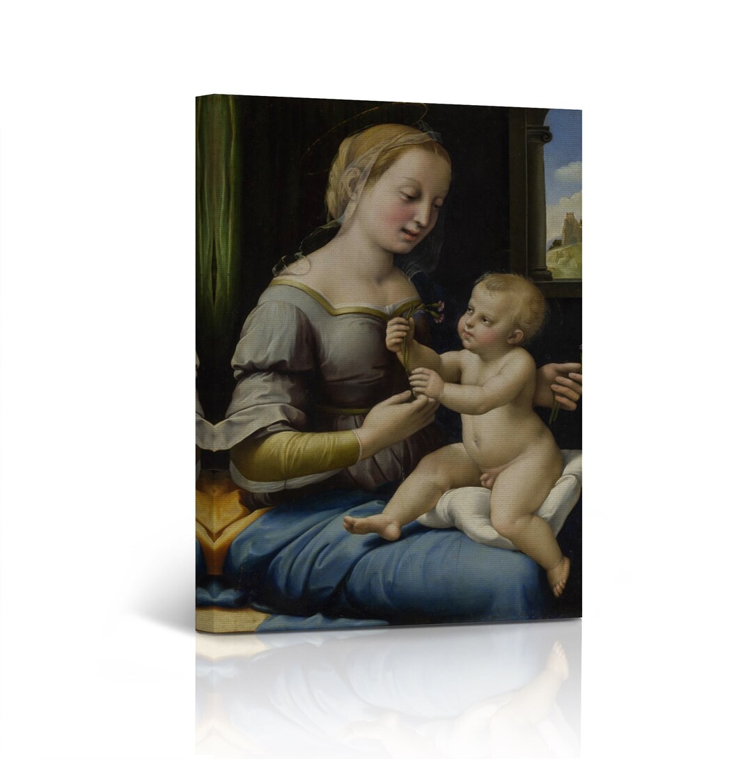 The Madonna of the Pinks by Raphael Art Famous Reproduction Canvas Wall ...
