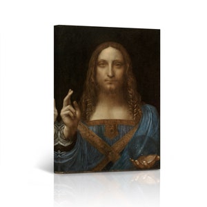 Salvator Mundi by Leonardo Da Vinci Painting Famous Art Fine Art Oil Paintings Canvas Wall Art Print Living Room Bedroom Home Decor
