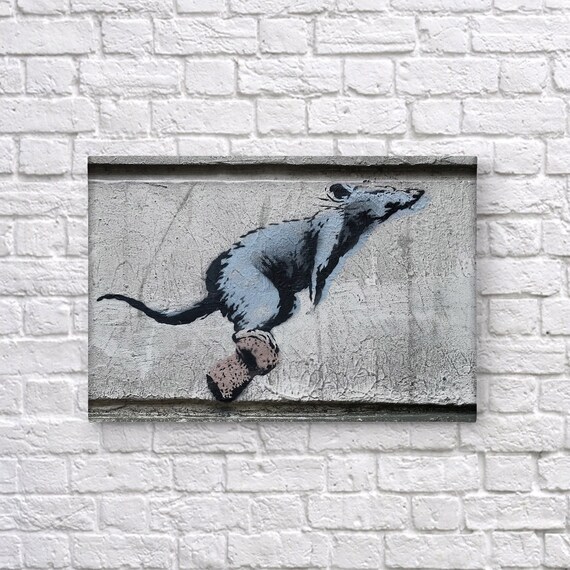  Banksy Rat Wall Art, Banksy Canvas Art, Street Art Painting,  Original Oil Painting on Canvas, Wall Art Home Decor : Handmade Products