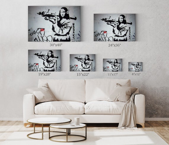 Banksy Canvas Wall Art Mona Lisa With Rocket Launcher Ver 2