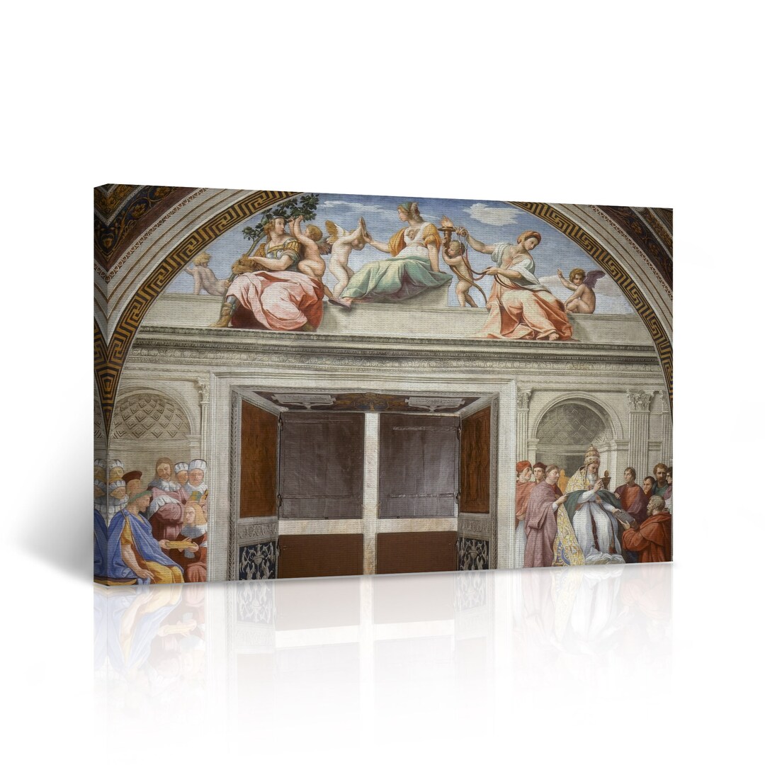Cardinal and Theological Virtues Raphael Art Fresco Reproduction Canvas ...