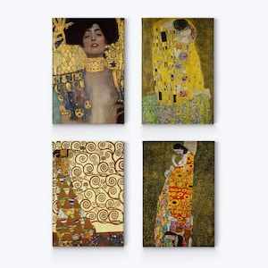 The Kiss The Tree of Life Judith and the Head of Holofernes Hope II Gustav Klimt 4 Piece Set Canvas Wall Art Print Living Room Home Decor