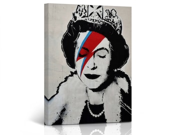 Banksy Canvas Wall Art Queen Elizabeth Street Art Painting London Mural Graffiti Artwork Wall Decor for Living Room Home Decor