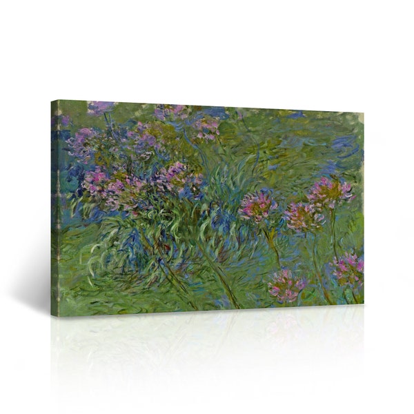 Agapanthus Flowers by Claude Monet Print Canvas Wall Art Reproduction Art Living Room Bedroom Bathroom Office Home Decor