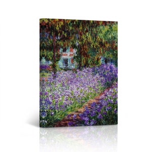 The Artist&#39;s Garden at Giverny by Claude Monet Print Canvas Wall Art Reproduction Art Living Room Bedroom Bathroom Office Home Decor