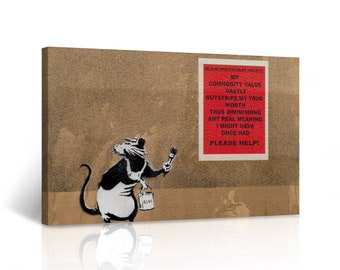 Banksy Canvas Wall Art Masterpiece of Detournement in Our Spectacular Society Painting Graffiti Artwork Wall Decor for Home Decor
