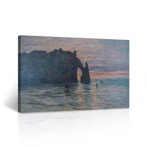 The Cliff Etretat Sunset by Claude Monet Print Canvas Wall Art Reproduction Art Living Room Bedroom Bathroom Office Home Decor