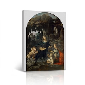 Virgin of Rocks by Leonardo Da Vinci Painting Famous Art Fine Art Oil Paintings Canvas Wall Art Print Living Room Bedroom Home Decor