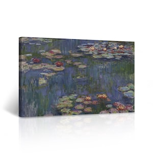 Water Lilies by Claude Monet Print Canvas Wall Art Reproduction Art Living Room Bedroom Bathroom Office Home Decor