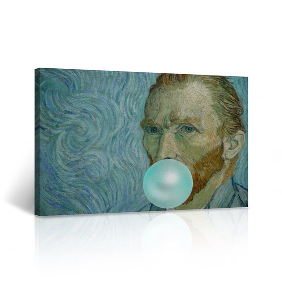 Vincent Van Gogh's Masterpiece Self Portrait Teal Blue Bubble Gum