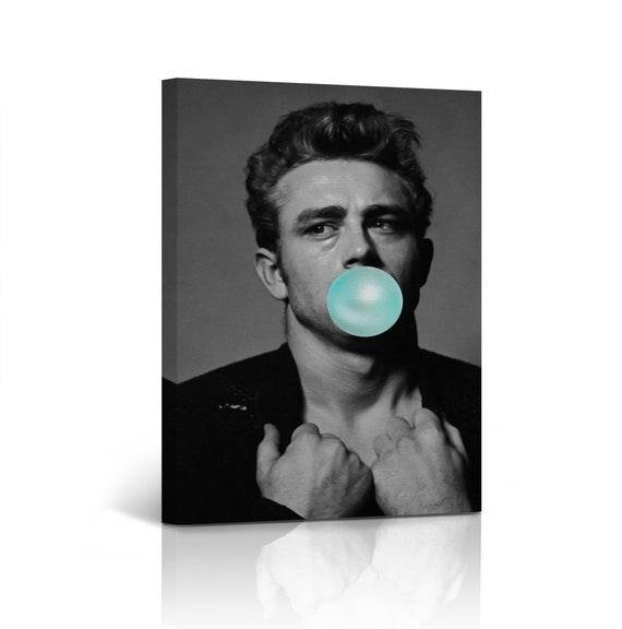 James Dean Blue Bubble Gum Chewing Gum Black and White Portrait