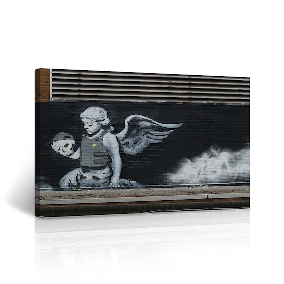 Banksy Canvas Wall Art Fallen Angel in Bulletproof Vest From