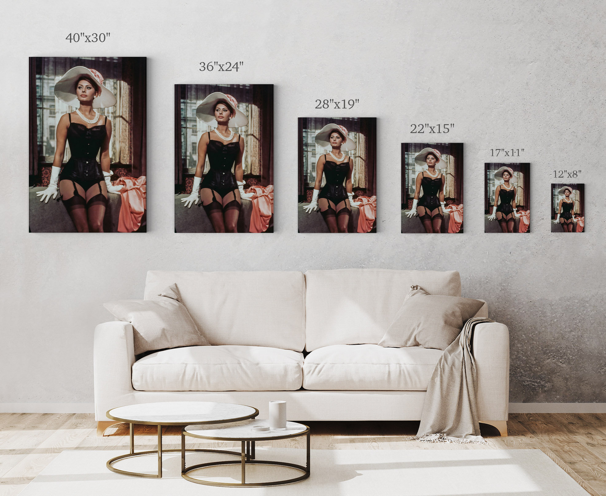 Half Naked Sophia Loren Wearing Sexy Lingerie With Hat Colored Vintage Wall  Art Canvas Print Italian American Living Room Bedroom Home Decor - Etsy