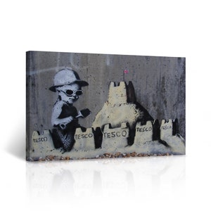 Banksy Canvas Wall Art Tesco Sandcastle Street Art Painting Hasting Mural  Graffiti Artwork Wall Decor for Living Room Home Decor