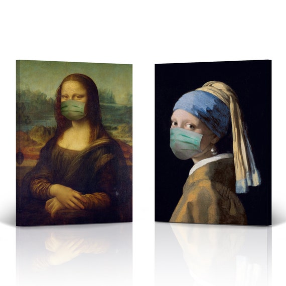Mona Lisa and Girl With a Pearl Earing Wearing Mask 2 PIECE - Etsy