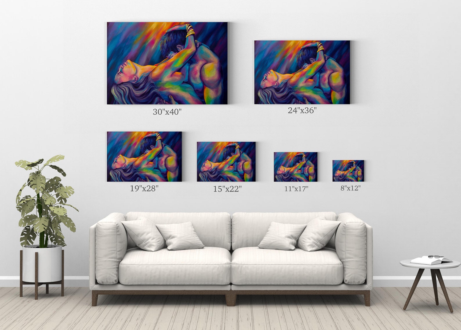 Making Love Sexy Naked Couple Nude Painting Modern Wall Art CANVAS