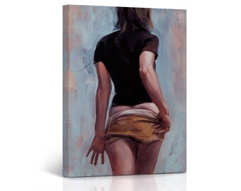 Sexy Woman Taking off her Skirt Modern Painting Lady Sexy Bedroom Decor Canvas Wall Art Print Living Room Home Decor
