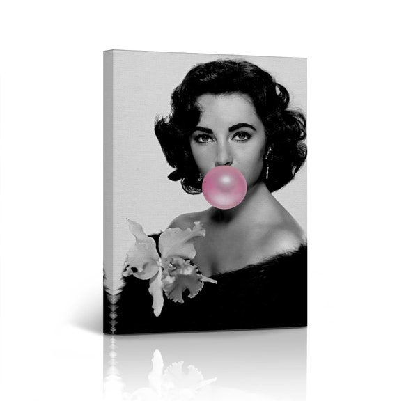 Elizabeth Taylor Pink Bubble Gum Chewing Gum Black and White