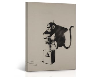 Banksy Canvas Wall Art Detonator Monkey Street Art Painting Mural Graffiti Artwork Wall Decor for Living Room Home Decor