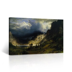 A Storm in the Rocky Mountains, Albert Bierstadt Classic Art Reproduction Canvas Wall Art Print Living Room Bedroom Home Decor