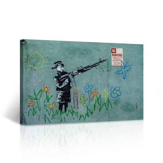 Mighty Jaxx＊バンクシー＊CRAYON SHOOTER＊banksy＊ Banksy Canvas Wall Art Crayola Shooter Graffiti LA USA