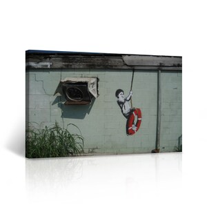 Banksy Canvas Wall Art Swinger Building from New Orleans Graffiti Artwork Wall Decor for Living Room Home Decor