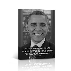 44th President of The United States of America Portrait of Barack Obama Motivational Quote Inspirational Political Canvas Wall Art Print