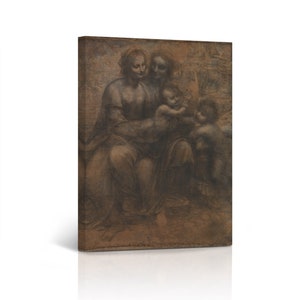 Virgin and Child with St.Anne and John Baptist by Leonardo Da Vinci Famous Painting Canvas Wall Art Print Living Room Bedroom Home Decor