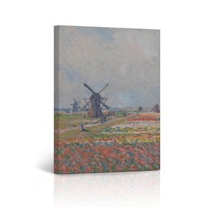 Tulip Fields Near The Hague by Claude Monet Print Canvas Wall Art Reproduction Art Living Room Bedroom Bathroom Office Home Decor