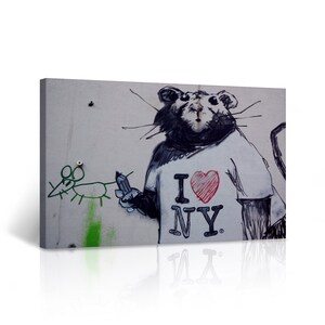Banksy Canvas Wall Art Rat I Love You New York Street Art Painting Mural  Graffiti Artwork Wall Decor for Living Room Home Decor