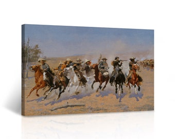 A Dash for the Timber, Frederic Remington Classic Art Reproduction Canvas Wall Art Print Living Room Bedroom Home Decor