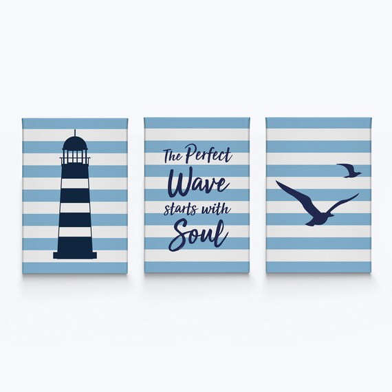 SEASIDE ART BEACH SEA SEAGULL LIGHTHOUSE QUOTE PRINT PICTURE VINTAGE BATHROOM 