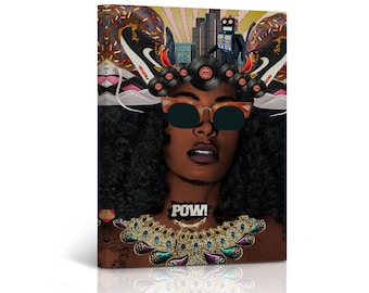 African American Wall Art CANVAS PRINT Woman Beauty Pop Art Painting Home Decor Artwork Living Room Decor - Framed Canvas- Ready to Hang