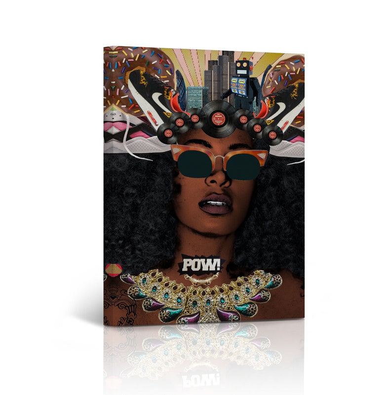 African American Wall Art Canvas Print Woman Beauty Pop Painting Home Decor Artwork Living Room Framed Ready To Hang