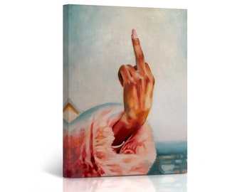 Modern Oil Painting Pretty Middle Finger Nailpolish Young Nasty Room Decor Canvas Wall Art Print Living Room Home Decor