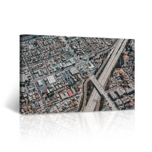 Los Angeles Wall Art Streets from Above Aerial Shot of LA Downtown Canvas Print California Art Home Decor Stretched and Ready to Hang