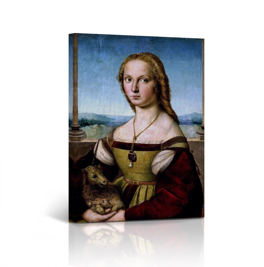 Lady With a Unicorn by Raphael Art Famous Reproduction Canvas Wall Art Print Living Room Bedroom Office Home Decor Etsy Canada