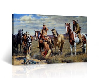 Native Americans Trace Living Room Bedroom Office African American Canvas Wall Art Indian Art Print Home Decor