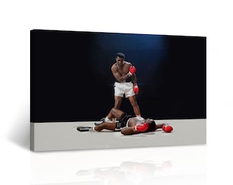 Muhammad Ali vs Sonny Liston Canvas Wall Art Print Knockout Wall Art Home Decor Artwork Picture Iconic Boxer Ready to Hang