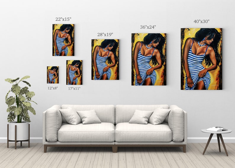 Sexy Pose of African Girl Long Black Hair Oil Painting CANVAS - Etsy
