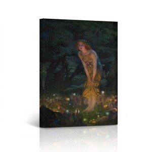 Midsummer Eve 1908 by Edward Robert Hughes Little Fairies in Forest Romanticism Canvas Wall Art Print Living Room Bedroom Home Decor