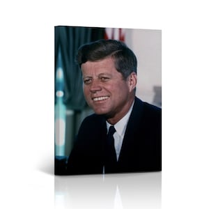 35th President of The United States of America Portrait of John F. Kennedy JFK Political Icon Canvas Wall Art Print Home Office Decor