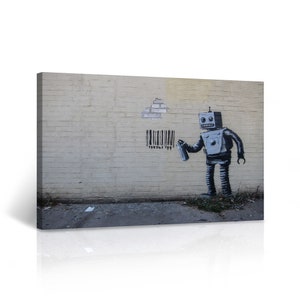 Banksy Canvas Wall Art Robot and Barcode from New York Graffiti Artwork Wall Decor for Living Room Home Decor