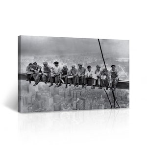Lunch Atop a Skyscraper 1932, New York Canvas Print Picture Black and White Wall Art Vintage Retro Home Decor Ready to Hang