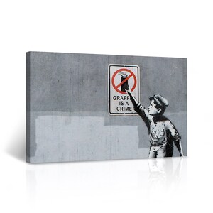 Banksy Canvas Wall Art Graffiti is A Crime from New York Graffiti Artwork Wall Decor for Living Room Home Decor